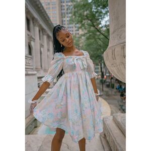 NWT Selkie pastel subtle floral Sweetcorn Shabby Chic cotton coquette mini dress